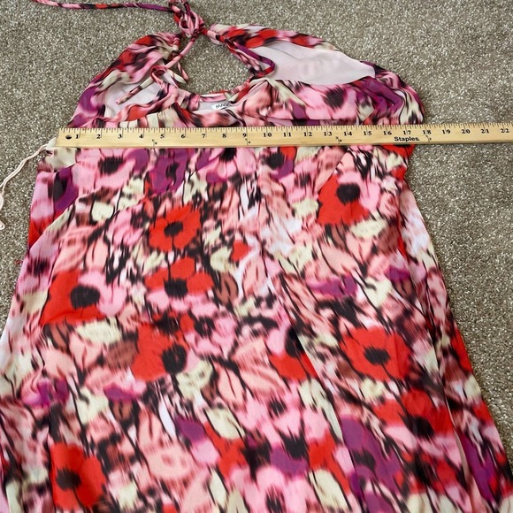 Maggy London dress Watercolor Floral pink Maxi lightweight halter neckline SZ 6 - Picture 7 of 8
